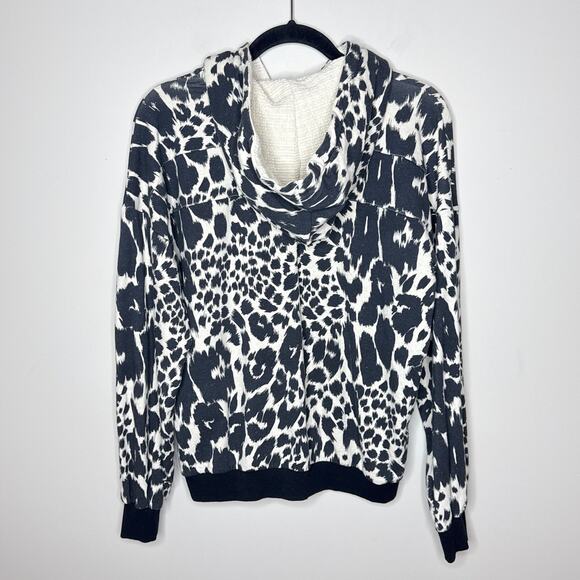Saltwater Luxe Annie French Animal Print Pullover Hoodie Tan Medium MSRP $92 - Picture 7 of 9